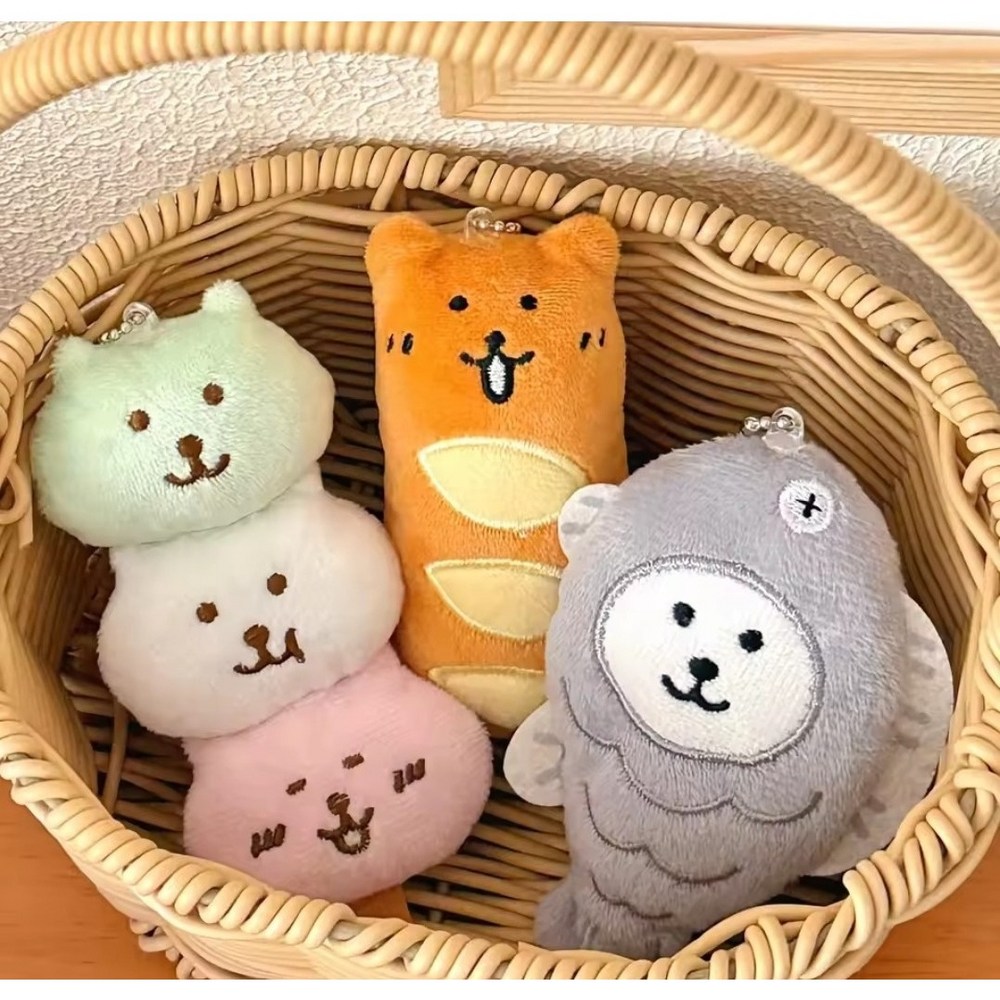 말랑 디저트 동물 키링 귀여운 봉제 인형 가방 키홀더 빵 아이스크림 캐릭터 키링 (3개 세트)